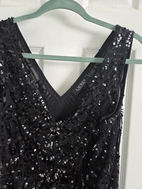 Lauren Ralph Lauren Black Sequin V-Neck Dress